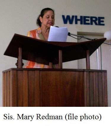 Sis. Mary Redman speaks